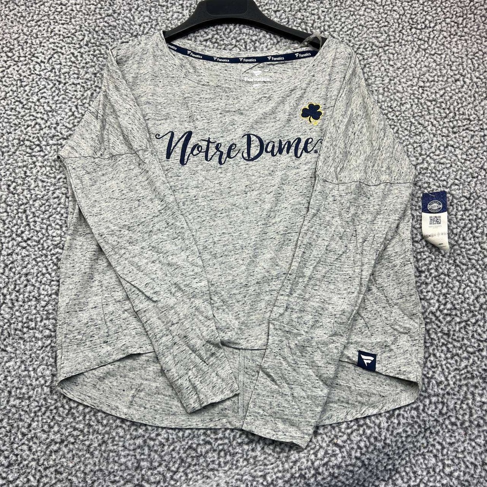 Notre Dame Fighting Irish Shirt Women Medium‎ Gray Fanatics Long Sleeve New M